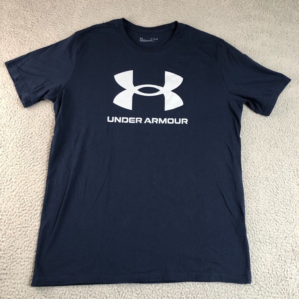 Under Armour Shirt Mens Extra Large XL Blue Tee Gym Sportswear Logo Athleisure